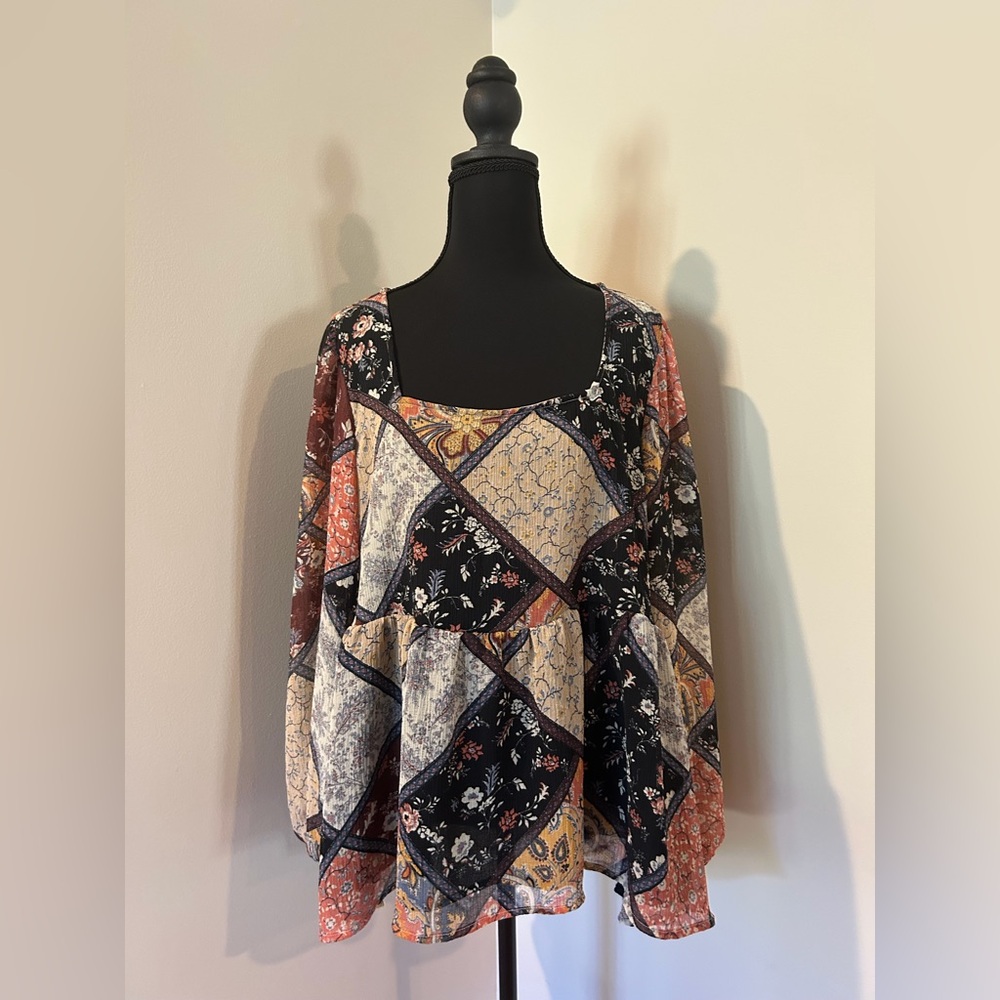American Eagle Outfitters Multicolor Patchwork Blouse